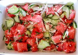 watermelon salad feta mint
